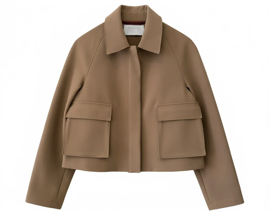 Harris Wharf Cropped Raglan Jacket Scuba in Tobacco - Image 3