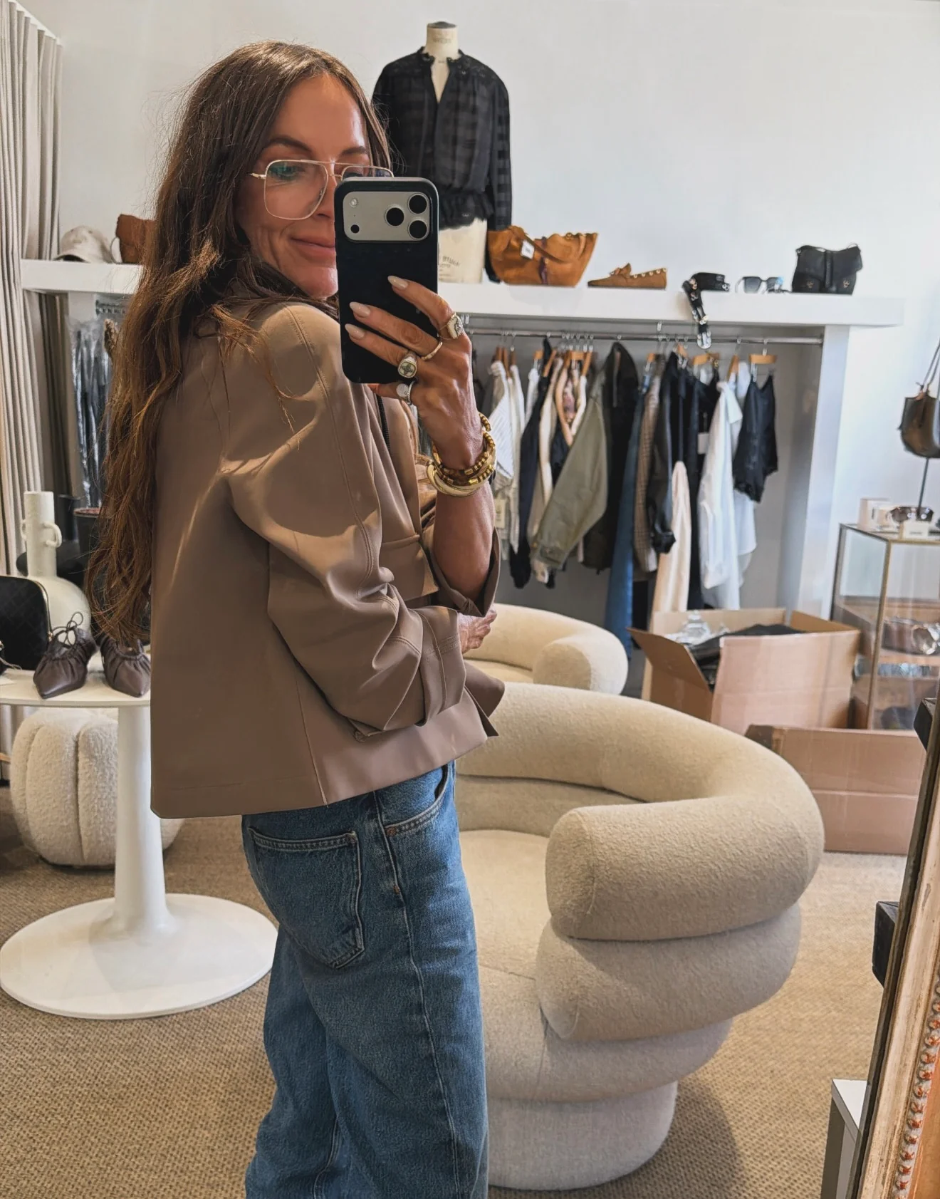 Harris Wharf Cropped Raglan Jacket Scuba in Tobacco - Image 4