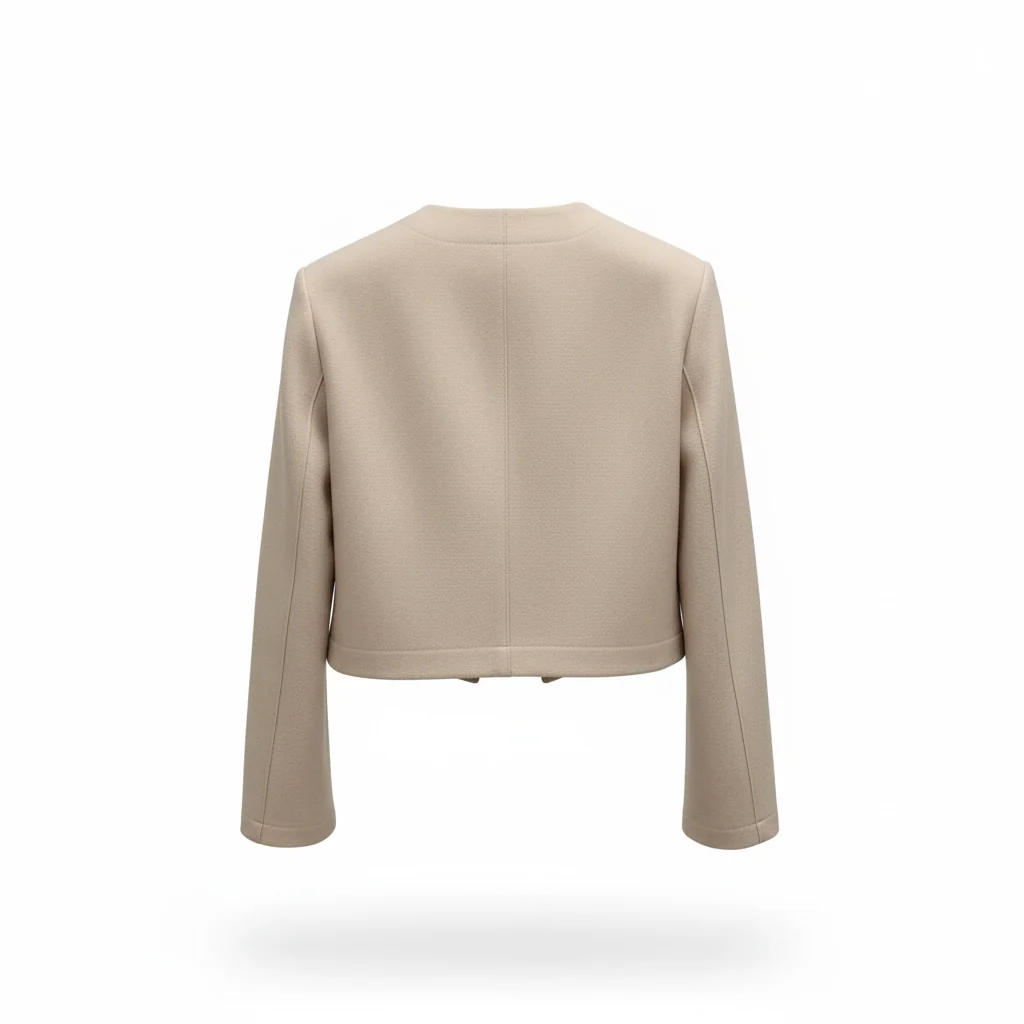 Harris Wharf Light Pressed Wool Bolero Jacket Cream - Image 4