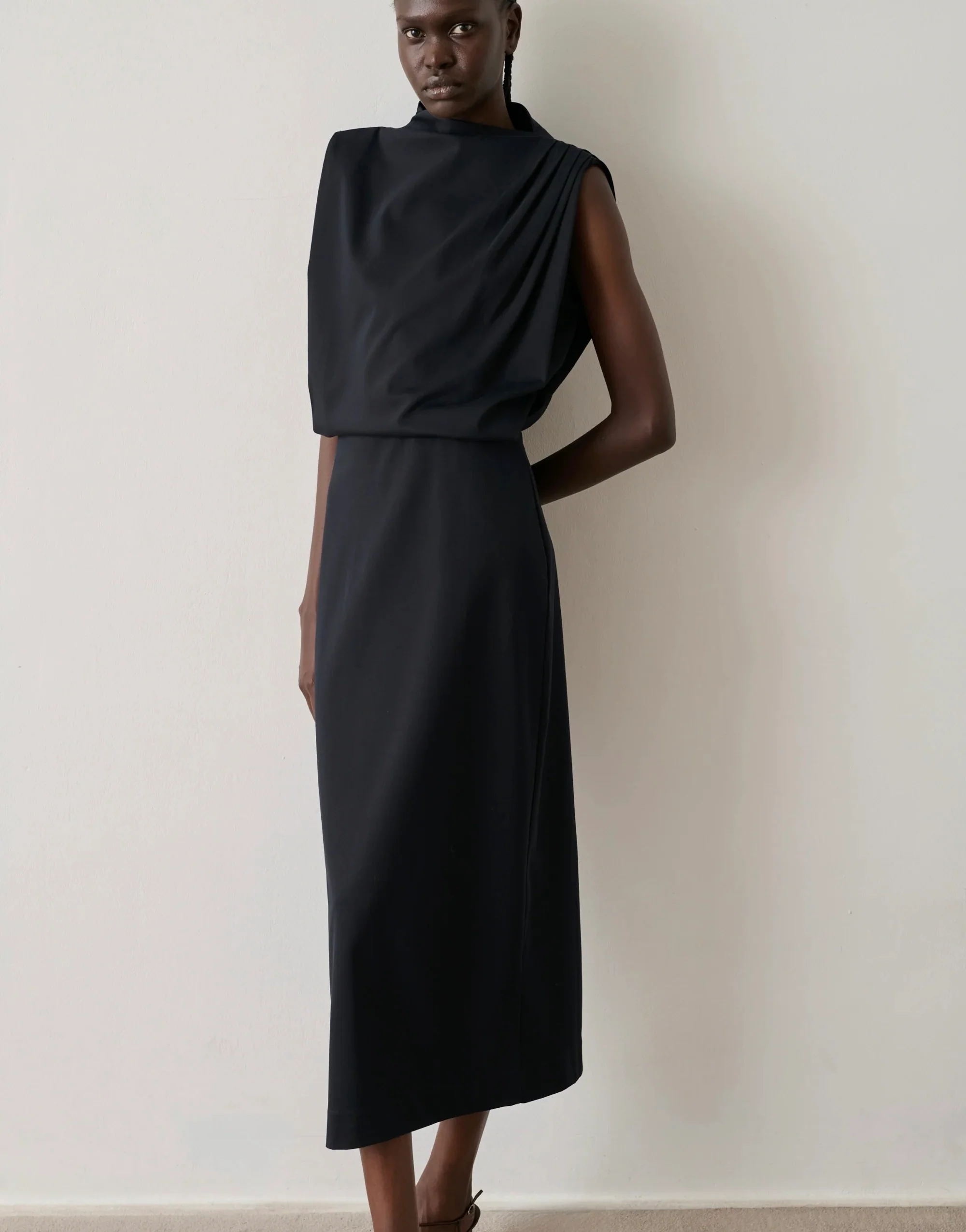 Soeur Gemma Black Draped Dress - Image 4