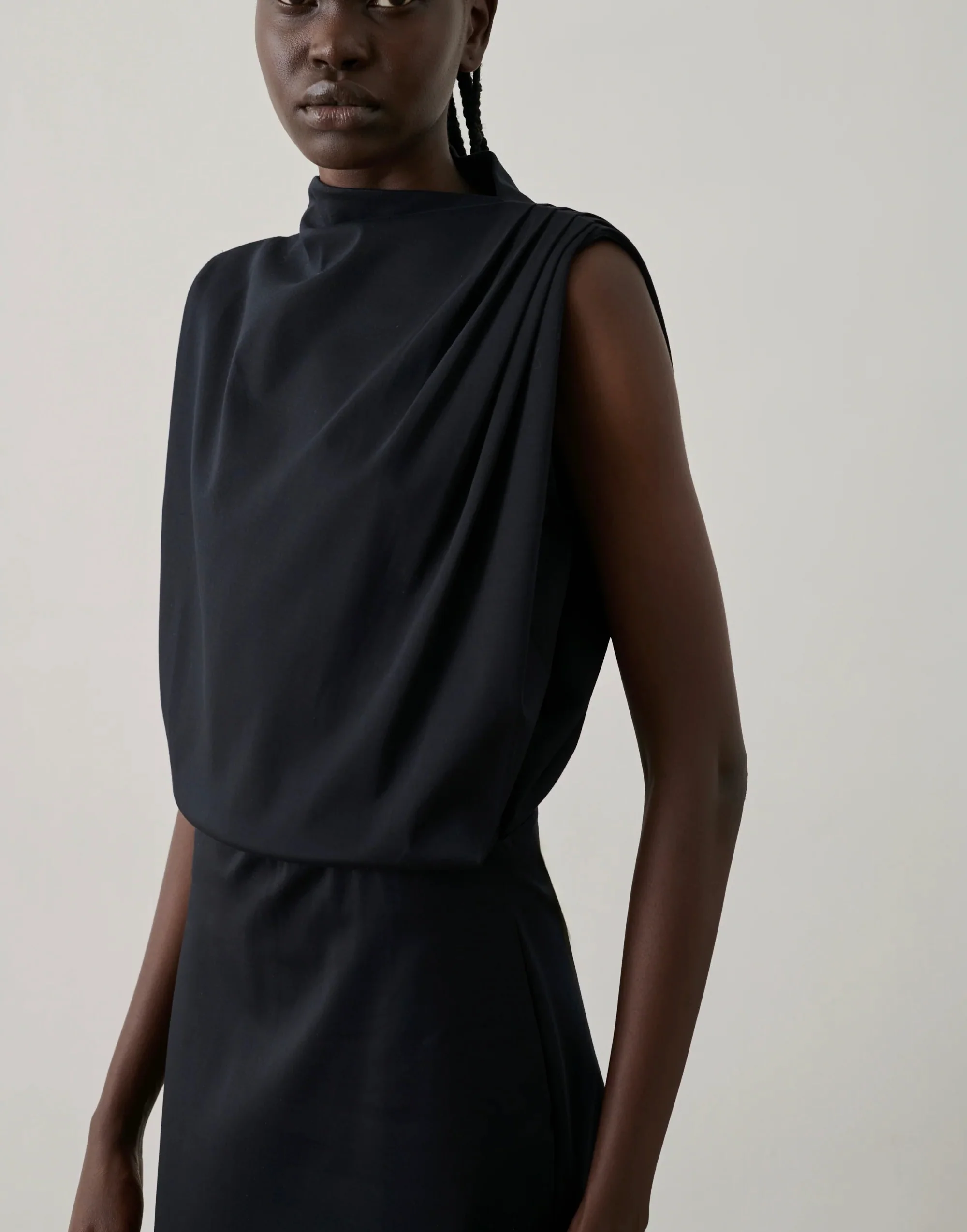 Soeur Gemma Black Draped Dress - Image 5