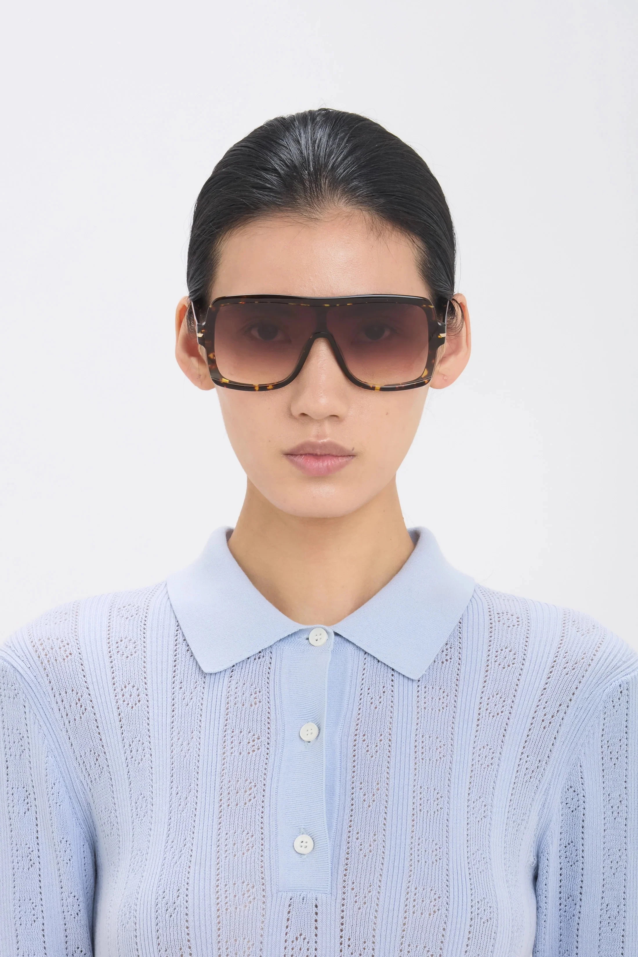 Victoria Beckham Flat Mask Sunglasses Havana - Image 3